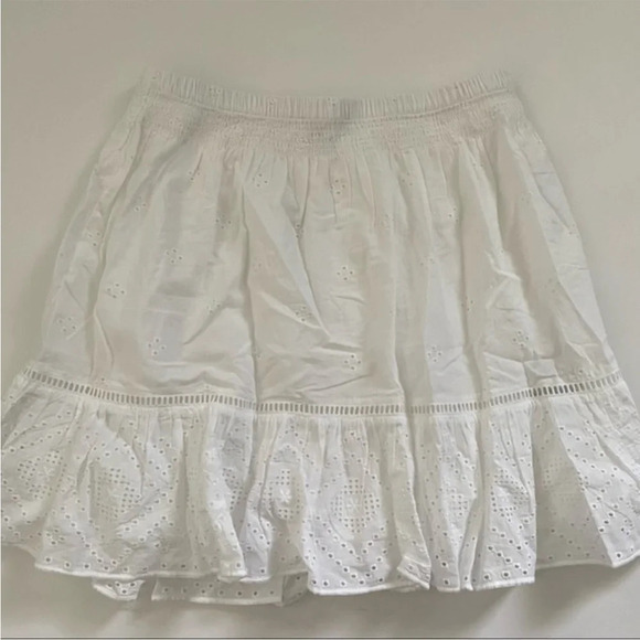 New Madewell Embroidered Smock Waist Ruffle Mini Skirt - Picture 3 of 9
